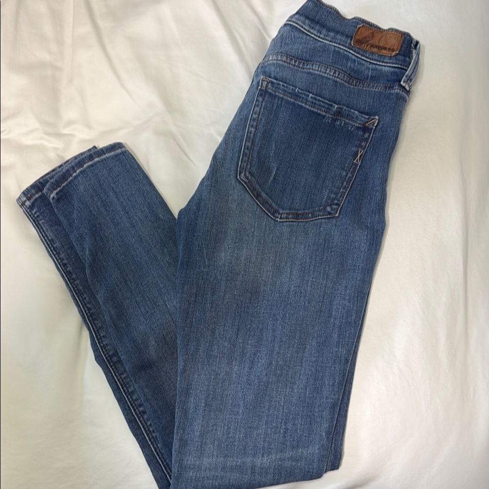 Express Blue Skinny Jeans Medium Wash